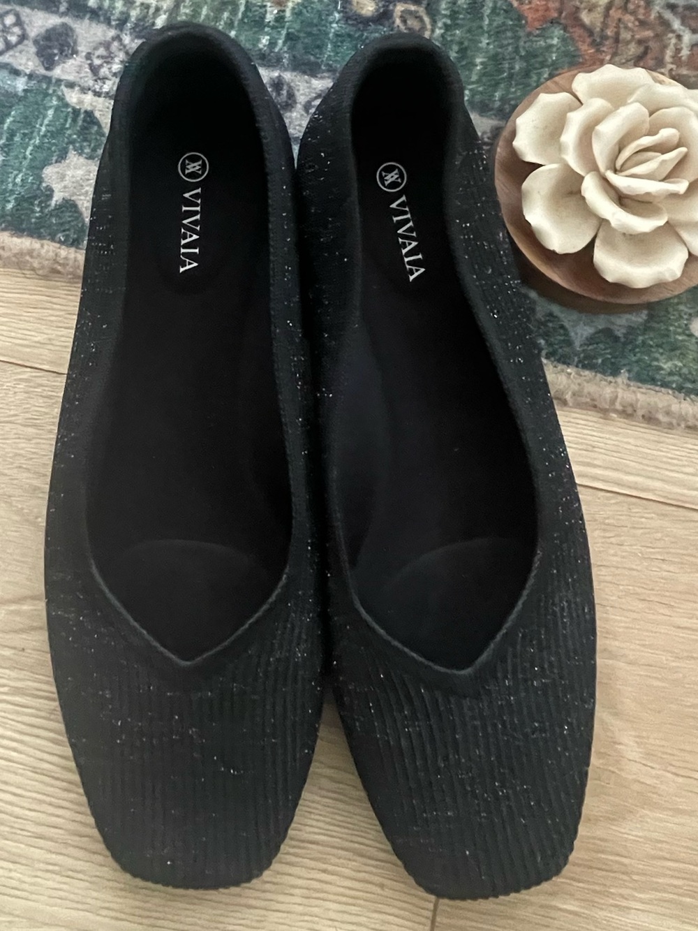 VIVAIA size 11.5 glitter Black Scuare toe Women's Shoes